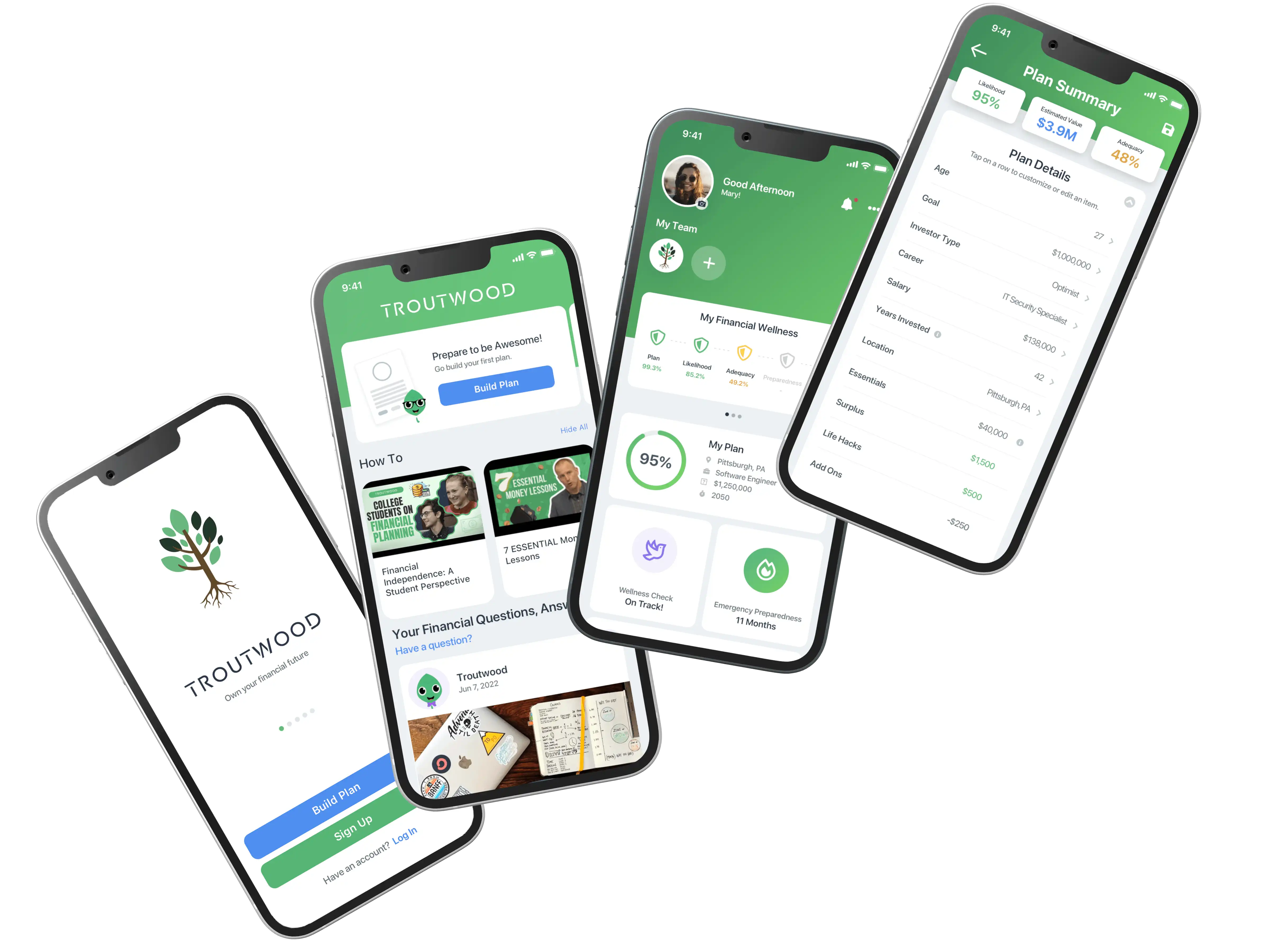 four phones of troutwood app